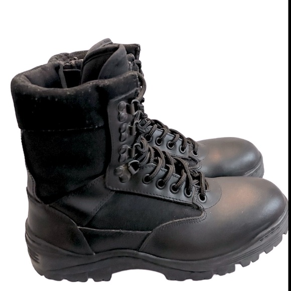 Black Leather Voodoo Tactical Size 6 Lace Up High Top Combat Boots - Picture 1 of 6